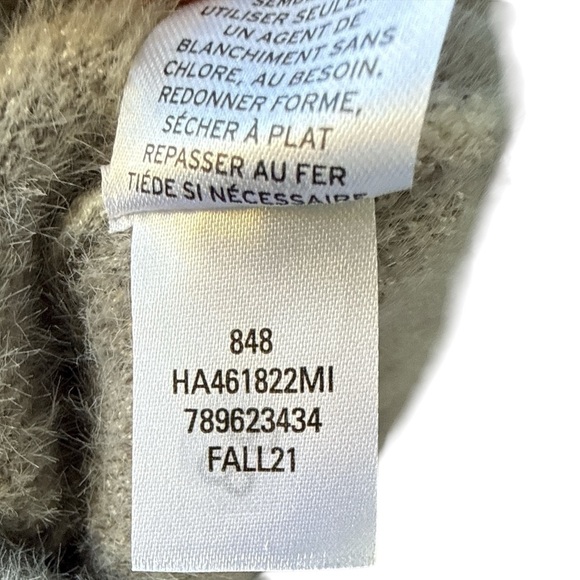 Halogen Fuzzy Abstract Stone Mock Neck Sweater Medium Cozy Gray Beige Fall - Picture 9 of 9